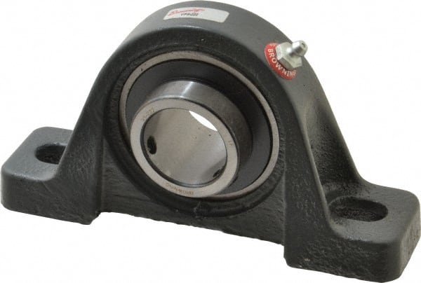 Browning - 1-3/8" ID, 6-3/4" OAL x 3-11/16" OAH Pillow Block - 3,493 Lb Static Cap, 5,782 Lb Dyn Cap, 5" Btw Mnt Hole Ctrs, 1-7/8" Base-to-Ctr Ht, Cast Iron - Exact Tooling