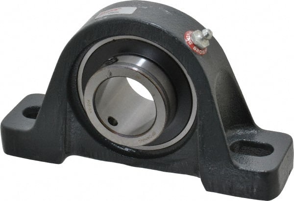Browning - 1-1/2" ID, 7-1/8" OAL x 4" OAH Pillow Block - 4,467 Lb Static Cap, 7,340 Lb Dyn Cap, 5-3/8" Btw Mnt Hole Ctrs, 2" Base-to-Ctr Ht, Cast Iron - Exact Tooling