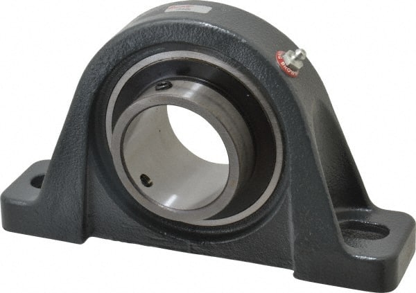 Browning - 2-7/16" ID, 9-1/2" OAL x 5-1/2" OAH Pillow Block - 8,150 Lb Static Cap, 11,789 Lb Dyn Cap, 7-13/32" Btw Mnt Hole Ctrs, 2-11/16" Base-to-Ctr Ht, Cast Iron - Exact Tooling