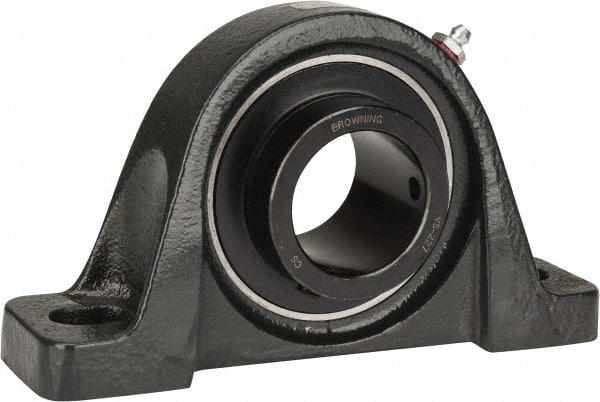 Browning - 1-11/16" ID, 7-3/8" OAL x 4-3/16" OAH Pillow Block - 5,139 Lb Static Cap, 7,901 Lb Dyn Cap, 5-21/32" Btw Mnt Hole Ctrs, 2-1/16" Base-to-Ctr Ht, Cast Iron - Exact Tooling