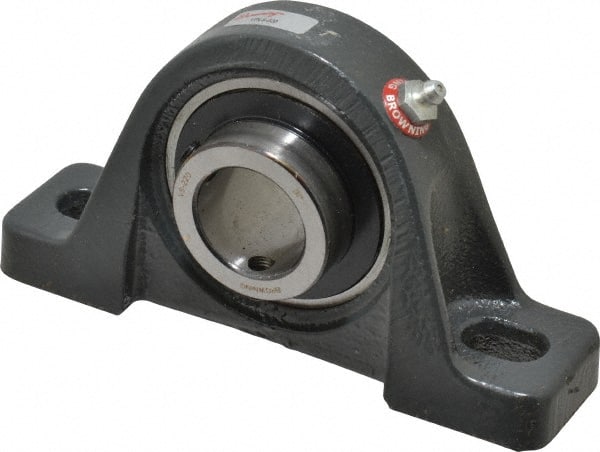 Browning - 1-1/4" ID, 6-3/4" OAL x 3-5/8" OAH Pillow Block - 3,493 Lb Static Cap, 5,782 Lb Dyn Cap, 5" Btw Mnt Hole Ctrs, 1-13/16" Base-to-Ctr Ht, Cast Iron - Exact Tooling