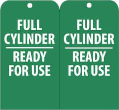 NMC - 3" High x 6" Long, FULL CYLINDER-READY FOR USE, English Safety & Facility Accident Prevention Tag - Tag Header: Notice, 2 Sides, Green & White Unrippable Vinyl - Exact Tooling