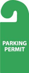 NMC - 8-1/4 Inch High x 3-1/4 Inch Wide, PARKING PERMIT Parking/Vehicle Hang Tag - 1 Side, Plastic, Green, English - Exact Tooling