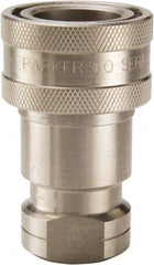 Parker - 1 NPTF 303 Stainless Steel Hydraulic Hose Female Pipe Thread Coupler - 1,000 psi, 50 GPM - Exact Tooling