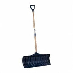 UnionTools - 30 Inch Wide Blade x 11-1/2 Inch High Blade Pusher Snow Shovel - 43 Inch Long Ash Shaft Handle with Poly D-Grip - Exact Tooling