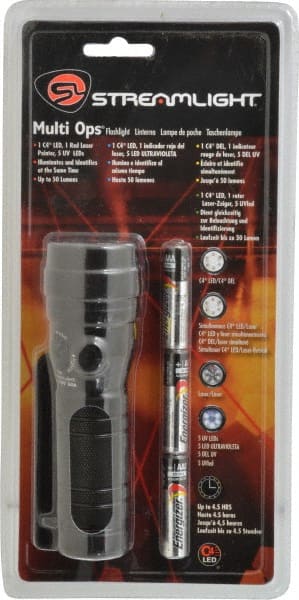 Streamlight - UV, White LED Bulb, 50 Lumens, Industrial/Tactical Flashlight - Black Aluminum Body, 3 AAA Alkaline Batteries Included - Exact Tooling