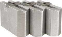 Abbott Workholding Products - Tongue & Groove Attachment, Square Soft Lathe Chuck Jaw - 3 Jaws, Aluminum, 2-1/8" Btw Mount Hole Ctrs, 4-1/2" Long x 1-1/2" Wide x 3" High, 1/2" Groove, 1/2" Fastener - Exact Tooling