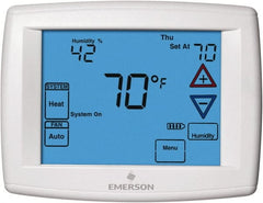White-Rodgers - 45 to 99°F, 4 Heat, 2 Cool, Universal Touch Screen Programmable Thermostat - 0 to 30 Volts, Horizontal Mount, Electronic Contacts Switch - Exact Tooling