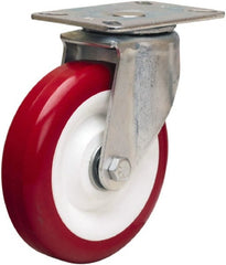 Hamilton - 5" Diam x 1-3/8" Wide x 6-1/16" OAH Top Plate Mount Swivel Caster - Polyurethane Mold on Polypropylene, 400 Lb Capacity, Sealed Precision Ball Bearing, 3-1/8 x 4-1/8" Plate - Exact Tooling