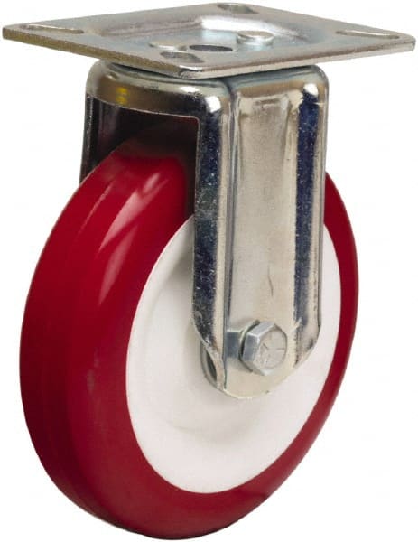 Hamilton - 5" Diam x 1-3/8" Wide x 6-1/16" OAH Top Plate Mount Rigid Caster - Polyurethane Mold on Polypropylene, 400 Lb Capacity, Sealed Precision Ball Bearing, 3-1/8 x 4-1/8" Plate - Exact Tooling