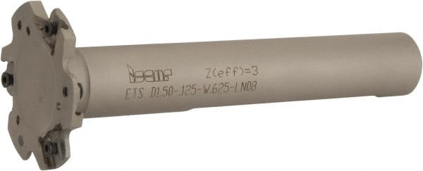 Iscar - Shank Connection, 1/8" Cutting Width, 7/16" Depth of Cut, 1-1/2" Cutter Diam, 3 Tooth Indexable Slotting Cutter - 5/8" Shank Diam, ETS-LN08 Toolholder, LNET Insert, Right Hand Cutting Direction - Exact Tooling