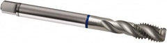 Guhring - M10x1.00 Metric Fine 3 Flute 6H Modified Bottoming Spiral Flute Tap - Powdered Metal, Bright Finish, 90mm OAL, Right Hand Flute, Right Hand Thread, D4/D5, Series 936 - Exact Tooling
