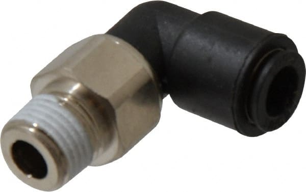 Legris - 8mm Outside Diam, 1/4 BSPT, Nylon Push-to-Connect Tube Male Swivel Elbow - 290 Max psi, Tube to Male BSPT Connection, Buna Nitrile O-Ring - Exact Tooling
