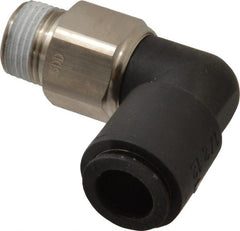 Legris - 12mm Outside Diam, 3/8 BSPT, Nylon Push-to-Connect Tube Male Swivel Elbow - 290 Max psi, Tube to Male BSPT Connection, Buna Nitrile O-Ring - Exact Tooling
