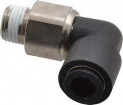 Legris - 1/4" Outside Diam, 1/8 NPT, Nylon Push-to-Connect Tube Male Swivel Elbow - 290 Max psi, Tube to Male NPT Connection, Buna Nitrile O-Ring - Exact Tooling