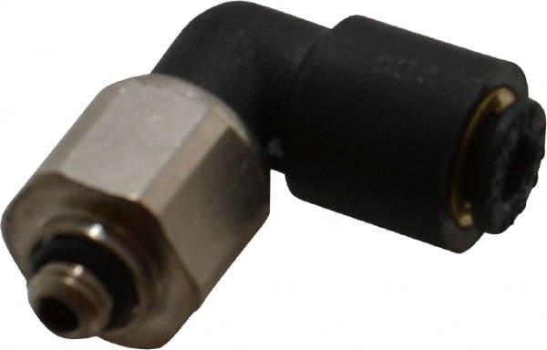 Legris - 4mm Outside Diam, M5x0.8 Metric, Nylon Push-to-Connect Tube Male Swivel Elbow - 290 Max psi, Tube to Metric Thread Connection, Buna-N O-Ring - Exact Tooling