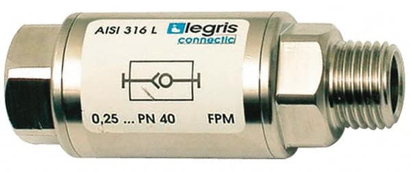 Legris - 1/8" Stainless Steel Check Valve - Unidirectional, Female BSPP x Male BSPP, 580 WOG - Exact Tooling