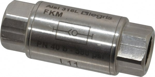 Legris - 1/4" Stainless Steel Check Valve - Unidirectional, FNPT x FNPT, 580 WOG - Exact Tooling