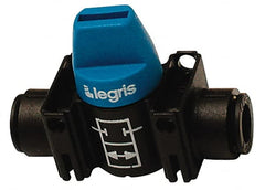 Legris - 10mm Pipe, Standard Port, Composite Miniature Ball Valve - 1 Piece, Inline - Two Way Flow, Push-to-Connect x Push-to-Connect Ends, Short Handle, 150 WOG - Exact Tooling