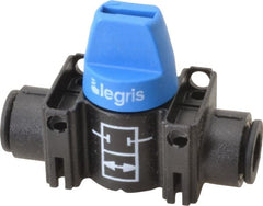 Legris - 8mm Pipe, Standard Port, Composite Miniature Ball Valve - 1 Piece, Inline - Two Way Flow, Push-to-Connect x Push-to-Connect Ends, Short Handle, 150 WOG - Exact Tooling
