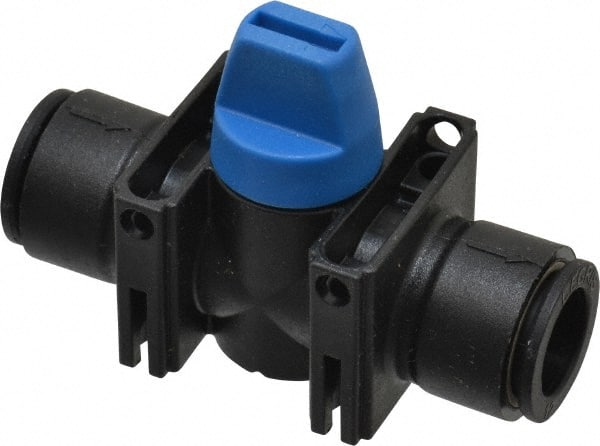Legris - 12mm Pipe, Standard Port, Composite Miniature Ball Valve - 1 Piece, Inline - Two Way Flow, Push-to-Connect x Push-to-Connect Ends, Short Handle, 150 WOG - Exact Tooling