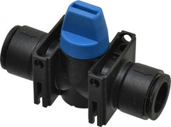 Legris - 12mm Pipe, Standard Port, Composite Miniature Ball Valve - 1 Piece, Inline - Two Way Flow, Push-to-Connect x Push-to-Connect Ends, Short Handle, 150 WOG - Exact Tooling