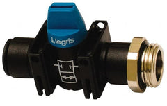 Legris - 1/2" Pipe, Standard Port, Composite Miniature Ball Valve - 1 Piece, Inline - Two Way Flow, MBSPP x Push-to-Connect Ends, Short Handle, 150 WOG - Exact Tooling