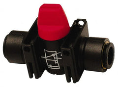 Legris - 5/32" Pipe, Standard Port, Composite Miniature Ball Valve - 1 Piece, Inline - Two Way Flow, Push-to-Connect x Push-to-Connect Ends, Short Handle, 150 WOG - Exact Tooling