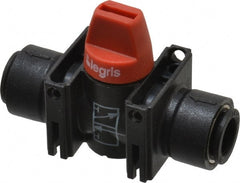 Legris - 10mm Pipe, Standard Port, Composite Miniature Ball Valve - 1 Piece, Inline - Two Way Flow, Push-to-Connect x Push-to-Connect Ends, Short Handle, 150 WOG - Exact Tooling