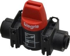 Legris - 1/4" Pipe, Standard Port, Composite Miniature Ball Valve - 1 Piece, Inline - Two Way Flow, Push-to-Connect x Push-to-Connect Ends, Short Handle, 150 WOG - Exact Tooling