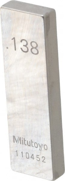 Mitutoyo - 0.138" Rectangular Steel Gage Block - Accuracy Grade 0, Includes Certificate of Inspection - Exact Tooling