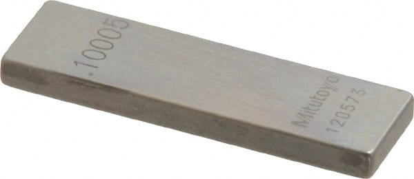 Mitutoyo - 0.10005" Rectangular Steel Gage Block - Accuracy Grade 0, Includes Certificate of Inspection - Exact Tooling