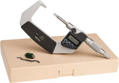 Mitutoyo - 25.4mm to 50.8mm Electronic Blade Micrometer - 0.003mm Accuracy, 0.75mm Blade Thickness, Ratchet Stop Thimble - Exact Tooling