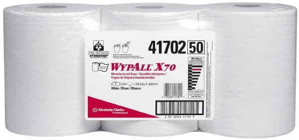 WypAll - X70 Dry Shop Towel/Industrial Wipes - Center Pull, 13-3/8" x 9-3/4" Sheet Size, White - Exact Tooling