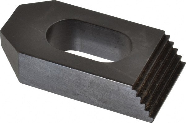 Jergens - 5/8" Stud, Low Carbon Steel, Plain Strap Clamp - 1/2" Travel, 2-1/2" OAL x 1-1/4" Wide x 5/8" High, Black Oxide Finish, Tapered Nose - Exact Tooling