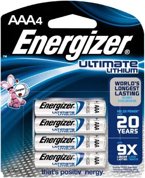 Energizer - Size AAA, Lithium, Photo Battery - 1.5 Volts, Button Tab Terminal, FR03 - Exact Tooling