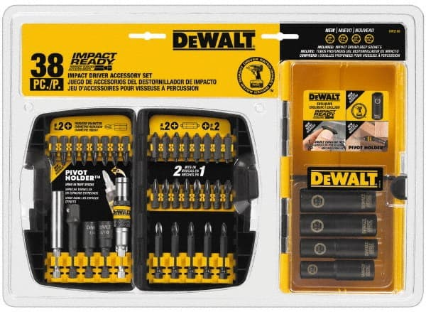 DeWALT - 38 Piece, Impact Ready Accessory Set - 1/4" Hex Shank, 3/8" Sockets Drive - Exact Tooling
