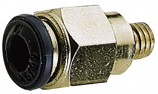 Alpha Technologies - 1/4" Outside Diam, 10-32 UNF, Nickel Plated Brass Push-to-Connect Male Connector - 250 Max psi, Tube to Male UNF Connection, Buna O-Ring - Exact Tooling