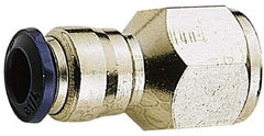 Alpha Technologies - 5/32" Outside Diam, 1/4 NPTF, Nickel Plated Brass Push-to-Connect Tube Female Connector - 250 Max psi, Tube to Female NPT Connection, Buna O-Ring - Exact Tooling