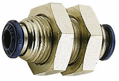Alpha Technologies - 5/16" Outside Diam, Nickel Plated Brass Push-to-Connect Tube Union - 250 Max psi, Tube to Tube Connection, Buna O-Ring - Exact Tooling
