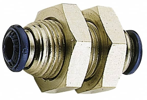 Alpha Technologies - 1/4" Outside Diam, Nickel Plated Brass Push-to-Connect Tube Union - 250 Max psi, Tube to Tube Connection, Buna O-Ring - Exact Tooling