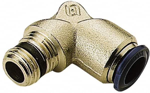 Alpha Technologies - 1/4" Outside Diam, 1/4 NPTF, Nickel Plated Brass Push-to-Connect Tube Male Elbow - 250 Max psi, Tube to Male NPT Connection, Buna O-Ring - Exact Tooling