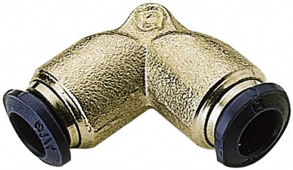Alpha Technologies - 3/8" Outside Diam, 3/8 Nickel Plated Brass Push-to-Connect Union Elbow - 250 Max psi, Tube to Tube Connection, Buna O-Ring - Exact Tooling