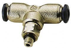 Alpha Technologies - 5/32" Outside Diam, 10-32 UNF, Nickel Plated Brass Push-to-Connect Male Branch Tee - 250 Max psi, Tube to Male Connection, Buna O-Ring - Exact Tooling