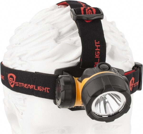 Streamlight - White LED Bulb, 150 Lumens, Hands-free Flashlight - Black, Yellow Plastic Body, 3 AAA Alkaline Batteries Included - Exact Tooling