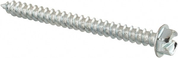 Value Collection - #12 Hex Washer Head Slotted Sheet Metal Screw - Steel, 2-1/2" Length Under Head, Grade 2 - Exact Tooling