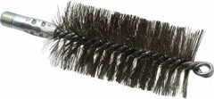 Schaefer Brush - 4-1/2" Brush Length, 2-1/4" Diam, Double Stem, Double Spiral Tube Brush - 7-1/4" Long, Stainless Steel, 1/4" NPSM Male Connection - Exact Tooling