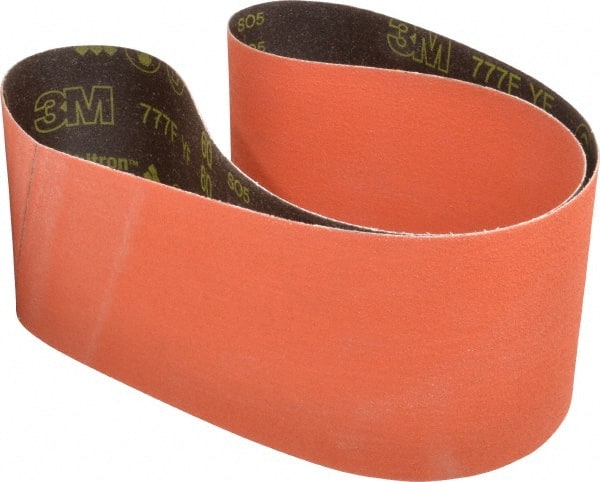 3M - 6" Wide x 60" OAL, 60 Grit, Ceramic Abrasive Belt - Ceramic, Medium, Coated, YF Weighted Cloth Backing, Wet/Dry, Series 777F - Exact Tooling