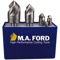 M.A. Ford - 5 Piece, 1/4 to 3/4" Head Diam, 100° Included Angle, Single End Countersink Set - Exact Tooling