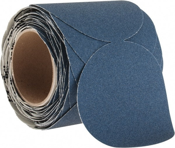 Norton - 5" Diam, 100 Grit Zirconia Alumina Adhesive PSA Disc - Medium Grade, Blue, F Weighted Backing, Flexible - Exact Tooling